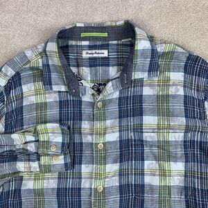 Tommy Bahama Blue Palapa Plaid Size XL Seagrove Floral Button Up